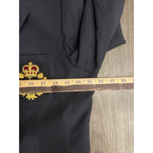 Lauren Ralph Lauren Vtg Blazer Women's 16 Navy Worsted Wool Jacket 3D Gold Crest - Picture 13 of 16